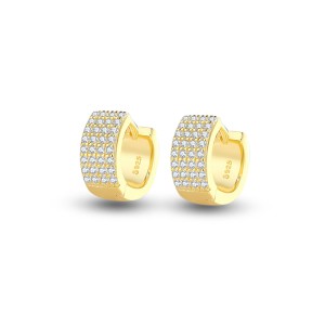 925 Sterling Silver Four Rows Zirconia Hoop Earring 60200266