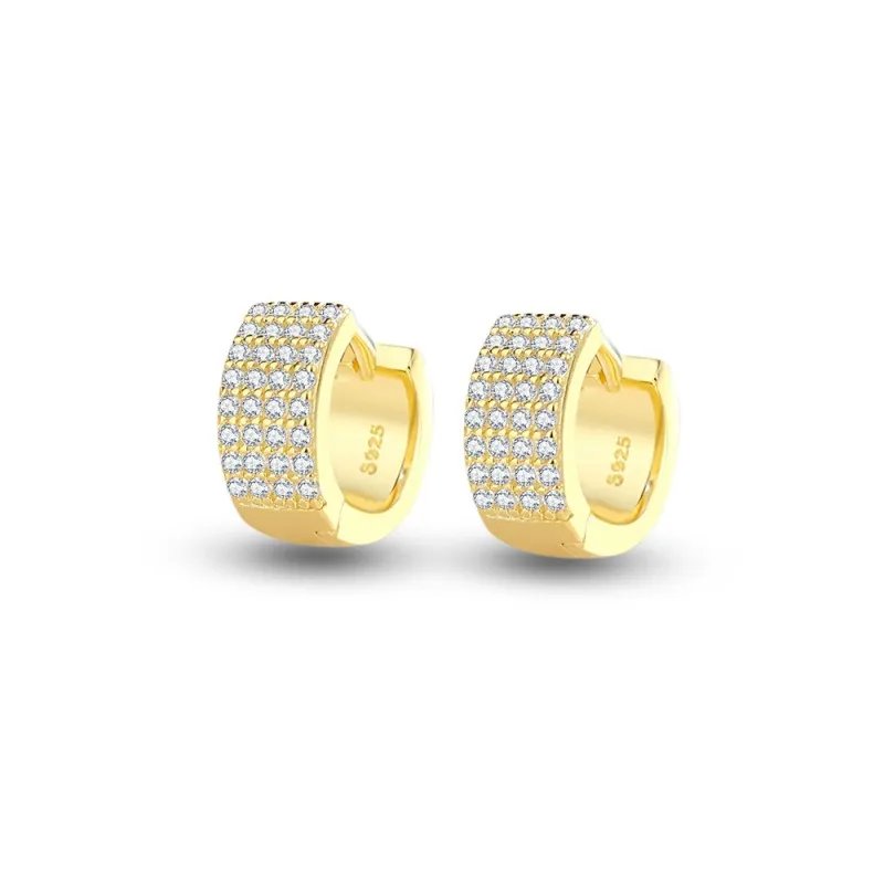 925 Sterling Silver Four Rows Zirconia Hoop Earring 60200266