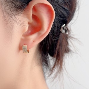 925 Sterling Silver Four Rows Zirconia Hoop Earring 60200266