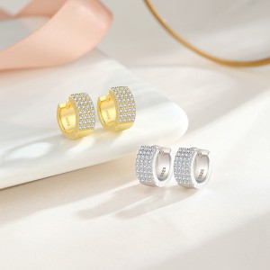 925 Sterling Silver Four Rows Zirconia Hoop Earring 60200266