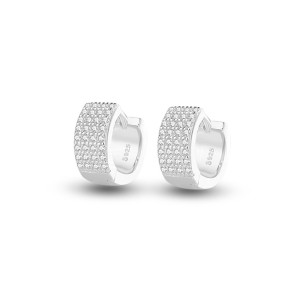 925 Sterling Silver Four Rows Zirconia Hoop Earring 60200266