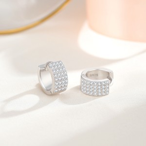 925 Sterling Silver Four Rows Zirconia Hoop Earring 60200266