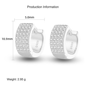 925 Sterling Silver Four Rows Zirconia Hoop Earring 60200266