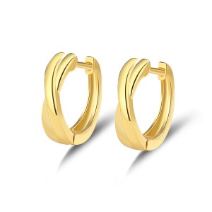 925 Sterling Silver Cross Lines Hoop Earring 60200267