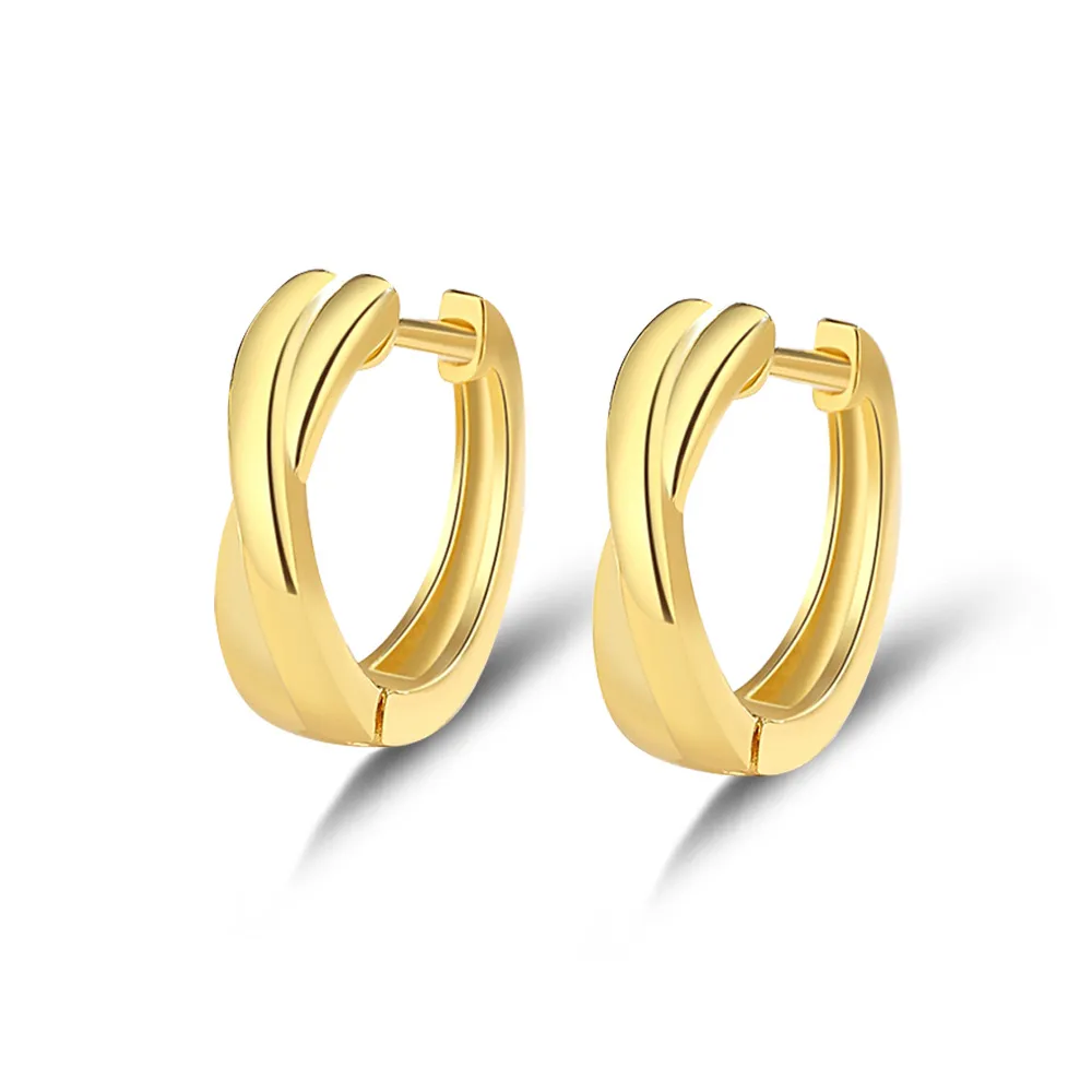 925 Sterling Silver Cross Lines Hoop Earring 60200267