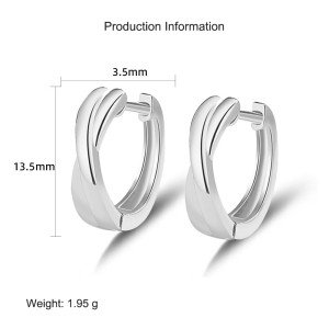 925 Sterling Silver Cross Lines Hoop Earring 60200267
