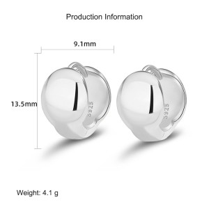 925 Sterling Silver Polished Half Circle Hoop Earring 60200269