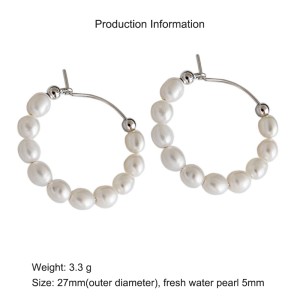 925 Sterling Silver Fresh Water Pearl Hoop Earring 60200270