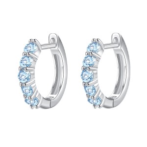 925 Sterling Silver Natural Crystal Hoop Earrings 60200272