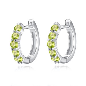 925 Sterling Silver Natural Crystal Hoop Earrings 60200272