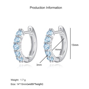 925 Sterling Silver Natural Crystal Hoop Earrings 60200272