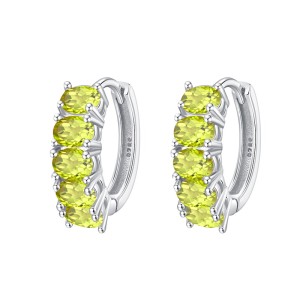 925 Sterling Silver Row-Set Natural Crystal Hoop Earring 60200273