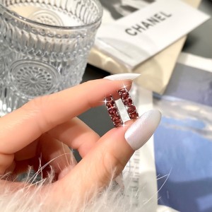 925 Sterling Silver Row-Set Natural Crystal Hoop Earring 60200273