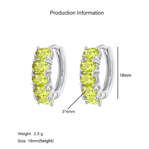 925 Sterling Silver Row-Set Natural Crystal Hoop Earring 60200273