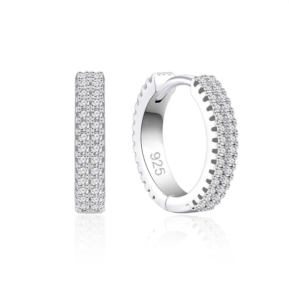 925 Sterling Silver Double Row CZ Pave Hoop Earring 60200275 925 Sterling Silver Double Row CZ Pave Hoop Earring 60200275