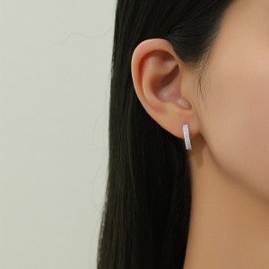 925 Sterling Silver Double Row CZ Pave Hoop Earring 60200275 925 Sterling Silver Double Row CZ Pave Hoop Earring 60200275