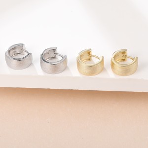 925 Sterling Silver Wide Matte Brushed Hoop Earring 60200280 925 Sterling Silver Wide Matte Brushed Hoop Earring 60200280