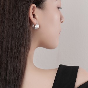 925 Sterling Silver Vintage Brushed Round Hoop Earring 60200282