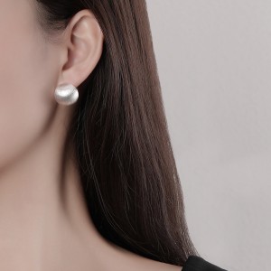 925 Sterling Silver Vintage Brushed Round Hoop Earring 60200282