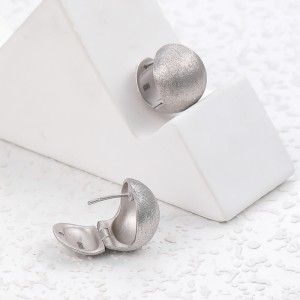 925 Sterling Silver Vintage Brushed Round Hoop Earring 60200282