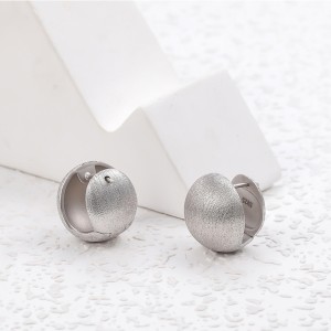 925 Sterling Silver Vintage Brushed Round Hoop Earring 60200282