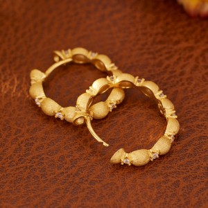 925 Sterling Silver Vintage Brushed Zircon Hoop Earring 60200283