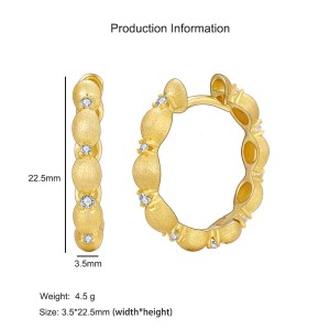 925 Sterling Silver Vintage Brushed Zircon Hoop Earring 60200283