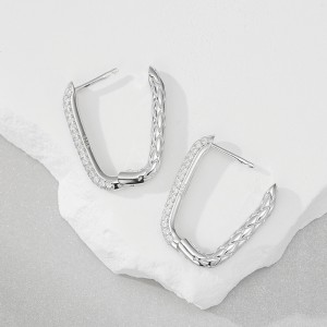 925 Sterling Silver Vintage Geometric Pattern Zircon Earring 60200284 925 Sterling Silver Vintage Geometric Pattern Zircon Earring 60200284