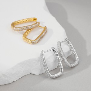 925 Sterling Silver Vintage Geometric Pattern Zircon Earring 60200284 925 Sterling Silver Vintage Geometric Pattern Zircon Earring 60200284