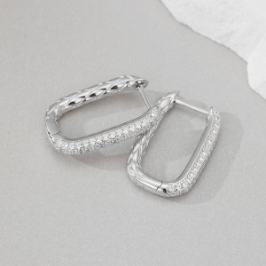 925 Sterling Silver Vintage Geometric Pattern Zircon Earring 60200284 925 Sterling Silver Vintage Geometric Pattern Zircon Earring 60200284