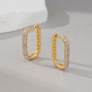 925 Sterling Silver Vintage Geometric Pattern Zircon Earring 60200284 925 Sterling Silver Vintage Geometric Pattern Zircon Earring 60200284