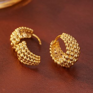 925 Sterling Silver Beaded C-Shaped Hoop Earring 60200285 925 Sterling Silver Beaded C-Shaped Hoop Earring 60200285