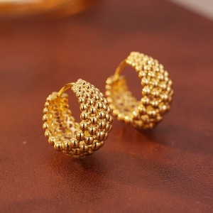 925 Sterling Silver Beaded C-Shaped Hoop Earring 60200285 925 Sterling Silver Beaded C-Shaped Hoop Earring 60200285