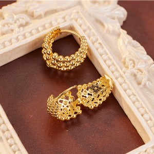 925 Sterling Silver Beaded C-Shaped Hoop Earring 60200285 925 Sterling Silver Beaded C-Shaped Hoop Earring 60200285