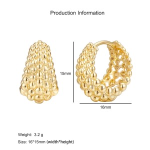 925 Sterling Silver Beaded C-Shaped Hoop Earring 60200285 925 Sterling Silver Beaded C-Shaped Hoop Earring 60200285