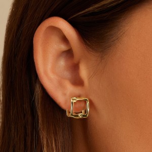 925 Sterling Silver Geometric Square Earring 60200287