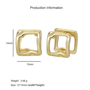 925 Sterling Silver Geometric Square Earring 60200287