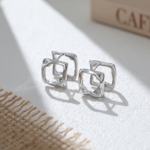 925 Sterling Silver Geometric Square Earring 60200287