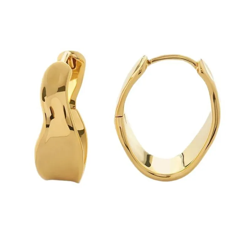 925 Sterling Silver Asymmetrical Geometric Circle Hoop Earring 60200288