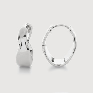 925 Sterling Silver Asymmetrical Geometric Circle Hoop Earring 60200288 925 Sterling Silver Asymmetrical Geometric Circle Hoop Earring 60200288