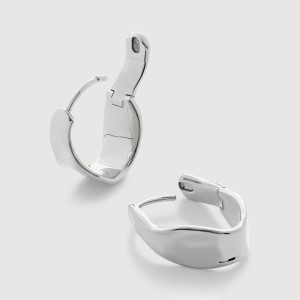 925 Sterling Silver Asymmetrical Geometric Circle Hoop Earring 60200288 925 Sterling Silver Asymmetrical Geometric Circle Hoop Earring 60200288