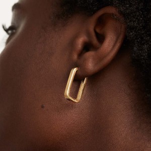 925 Sterling Silver Textured Ribbed Rectangular Geometric Hoop Earring 60200289 925 Sterling Silver Textured Ribbed Rectangular Geometric Hoop Earring 60200289