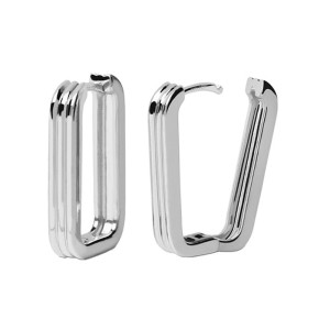 925 Sterling Silver Textured Ribbed Rectangular Geometric Hoop Earring 60200289 925 Sterling Silver Textured Ribbed Rectangular Geometric Hoop Earring 60200289