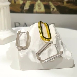 925 Sterling Silver Textured Ribbed Rectangular Geometric Hoop Earring 60200289 925 Sterling Silver Textured Ribbed Rectangular Geometric Hoop Earring 60200289