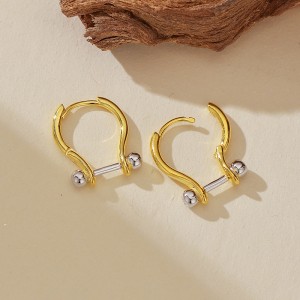 925 Sterling Silver Two-Tone Horseshoe Huggie Hoop Earring 60200291