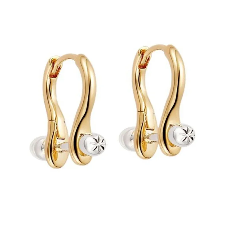 925 Sterling Silver Two-Tone Horseshoe Huggie Hoop Earring 60200291