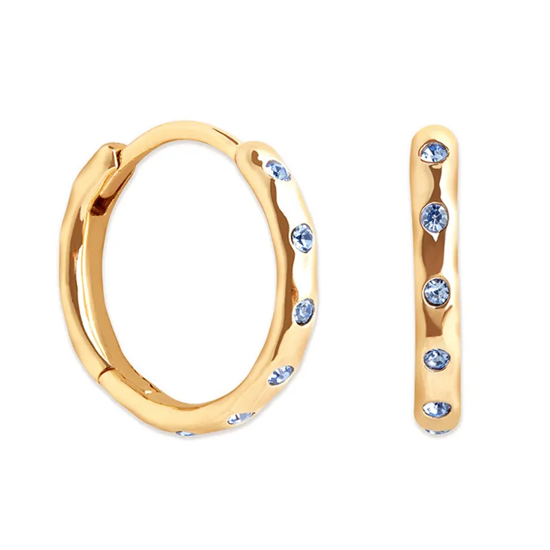 925 Sterling Silver Pave CZ Geometric Hoop Earring 60200292