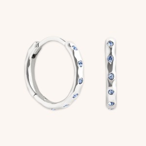 925 Sterling Silver Pave CZ Geometric Hoop Earring 60200292