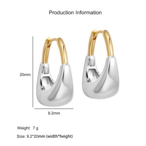 925 Sterling Silver Geometric Two-Tone Huggie Hoop Earring 60200293 925 Sterling Silver Geometric Two-Tone Huggie Hoop Earring 60200293