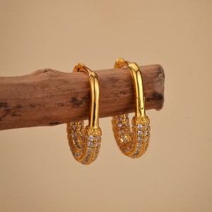 925 Sterling Silver Micro-Pave CZ U-Shaped Huggie Hoop Earring 60200294 925 Sterling Silver Micro-Pave CZ U-Shaped Huggie Hoop Earring 60200294